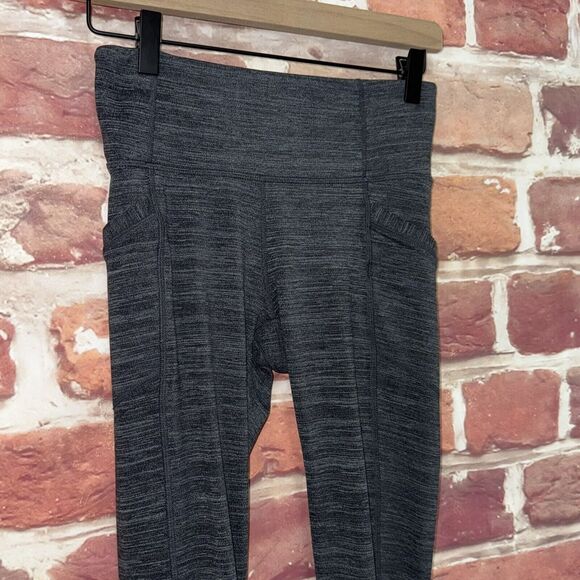 Athleta Pants Women's Small Gray White Heathered Gym Workout Lattice Leggings - Picture 3 of 9
